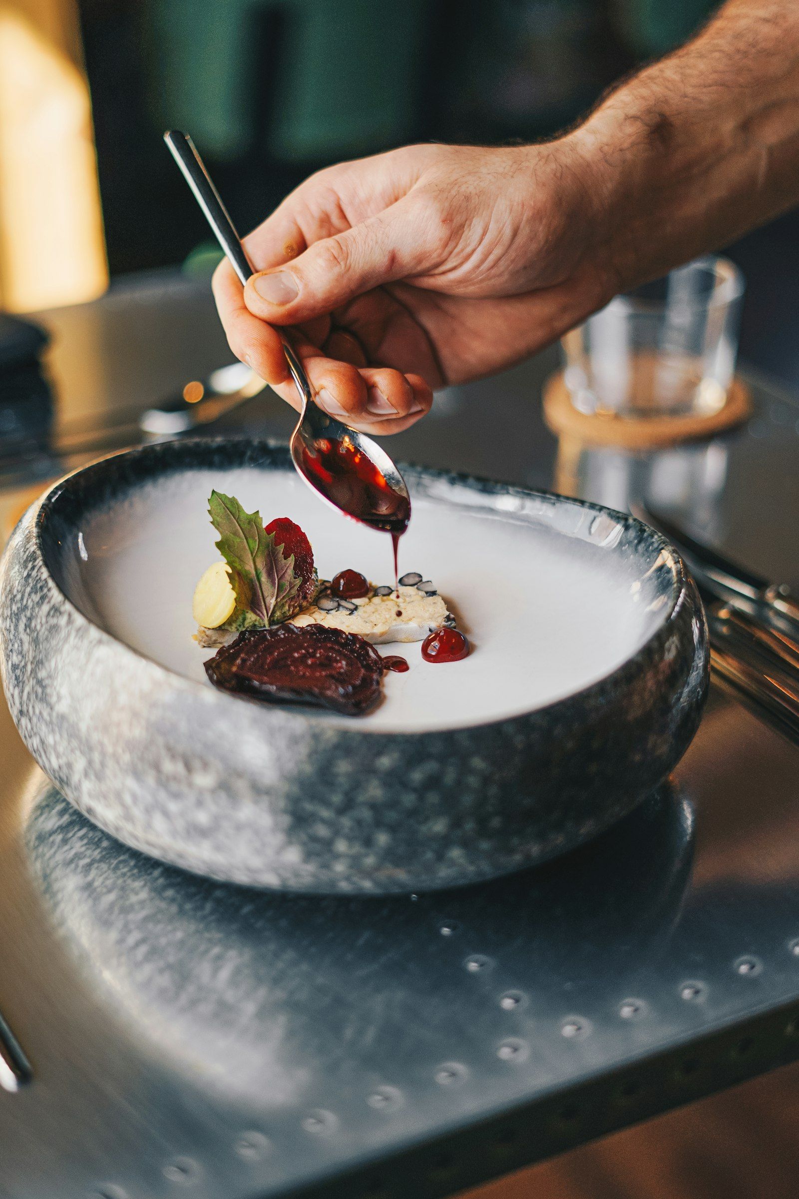 A composed dinner course